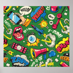 Poster Pop Art : Comic coloré sans joint