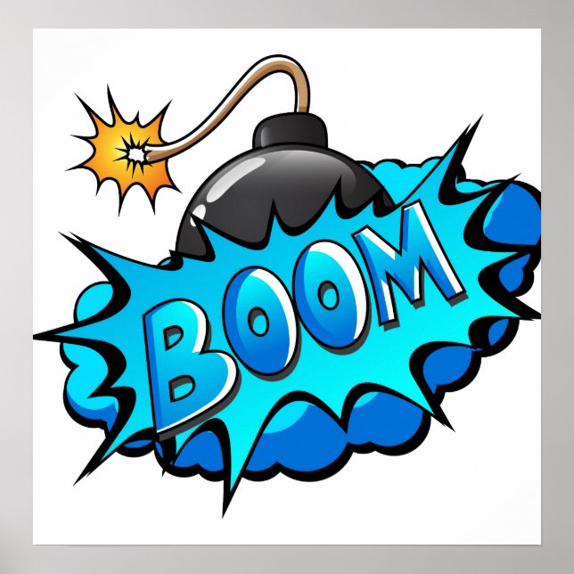 Poster Pop Art Comic Style Bomb Boom! (Devant)