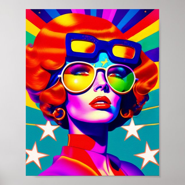 Poster Pop Art cool et lunettes de soleil (Devant)