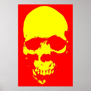 Poster Pop Art crâne rouge et jaune