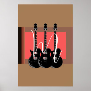 Poster Pop Art Electric Guitare Monogramme initial