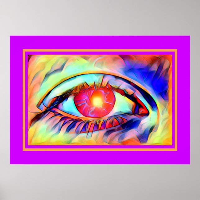 Poster Pop Art Eyes like a Flame Bold Psychedelic (Devant)