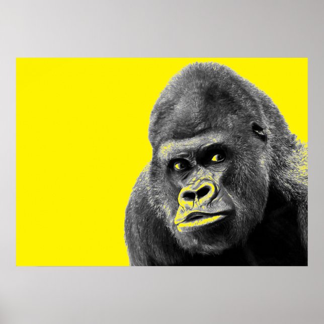 Poster Pop Art Gorilla Jaune Grey (Devant)