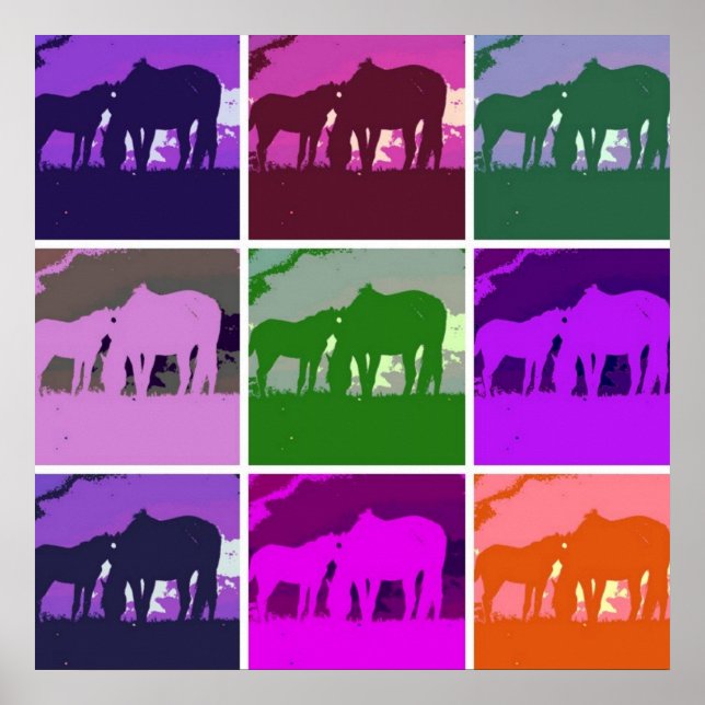 Poster Pop Art Hors & Sunset Artwork (Devant)