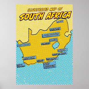Poster Pop Art Illustré Afrique du Sud