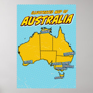 Poster Pop Art Illustré Australie