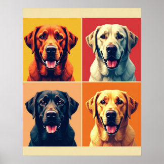 Poster Pop Art Labrador Retriever - Classic Warhol Grid