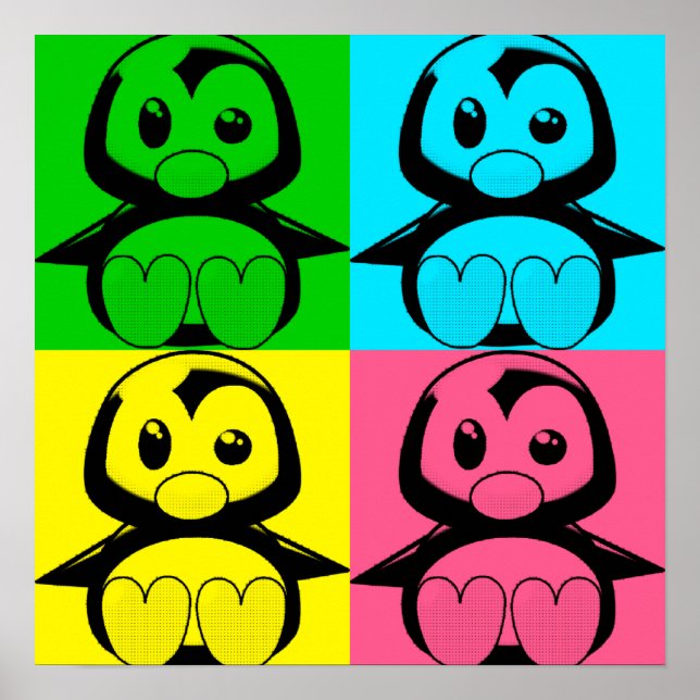Poster Pop Art Little Tux Penguin (Devant)