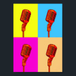 Poster - Pop Art Microphone<br><div class="desc">Add some colour to your walls with this modern pop art poster. Option on check-out for your purchase this poster with a made to measure fame by zazzle. Add a mount to the frame making this beautiful image stand out. Don't forget to add your feedback a long with pic's in...</div>