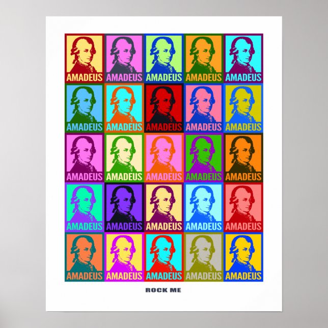 Poster Pop Art Mozart | Rock Me Colorée (Devant)