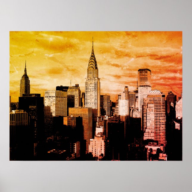 Poster Pop Art New York City Ink Sketch (Devant)