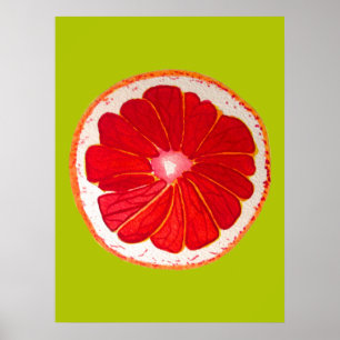 Poster Pop art pamplemousse rose aquarelle originale
