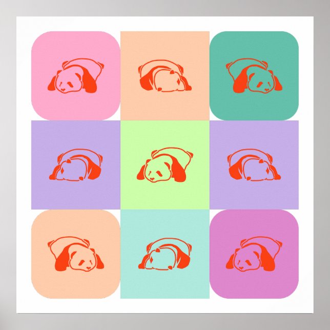 Poster Pop Art Panda Bear Mix (Devant)