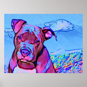 Poster Pop Art Pit Bull Puppy Chien