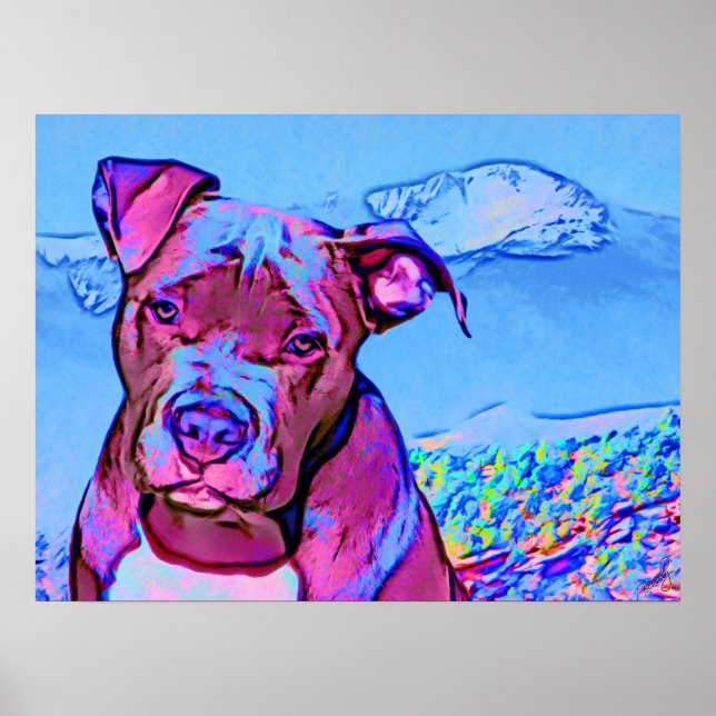 Poster Pop Art Pit Bull Puppy Chien (Devant)