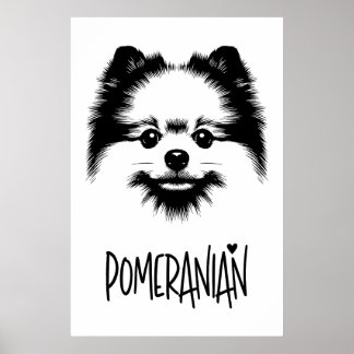 Poster Pop Art Pomeranian Black & White Chic Aesthetic