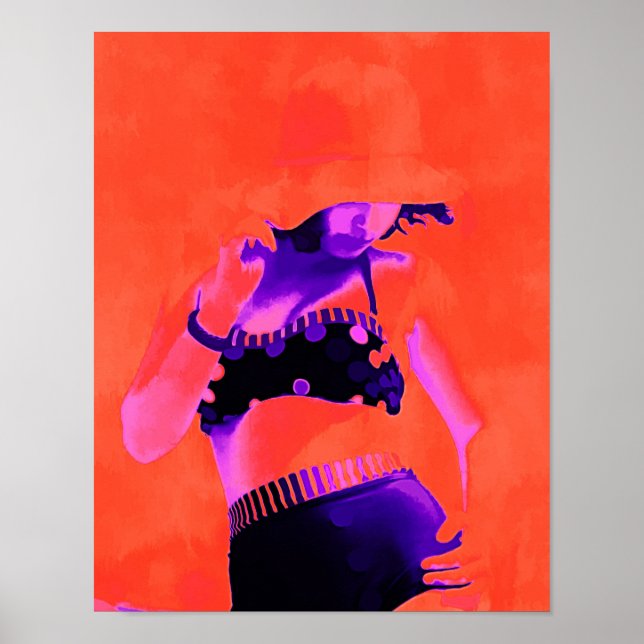 Poster Pop Art Retro Hippy Chic Boho Artworks Girl (Devant)