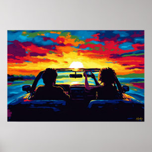Poster Pop Art Road Trip Sunset Wall Art – Aventure