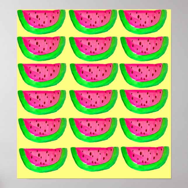 Poster pop art rose pastèque (Devant)