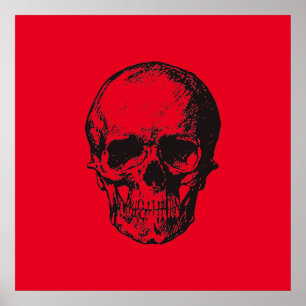 Poster Pop Art rouge crâne