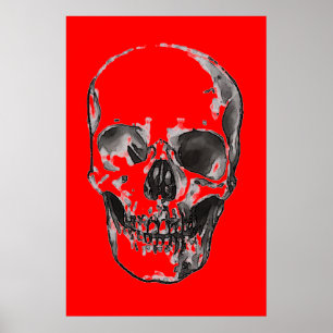 Poster Pop Art rouge crâne