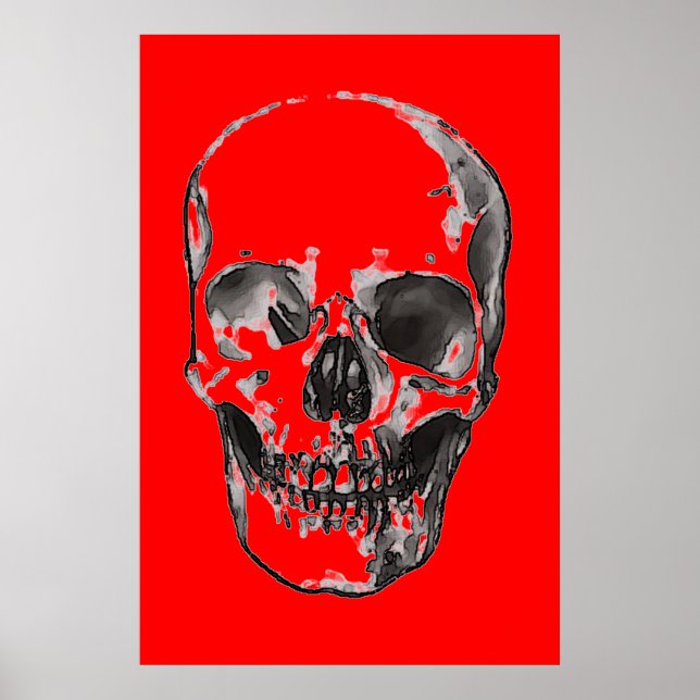 Poster Pop Art rouge crâne (Devant)
