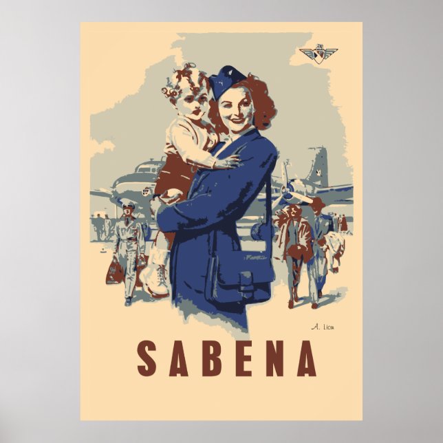 Poster Pop art Sabena Ex Belgian Airlines (Devant)