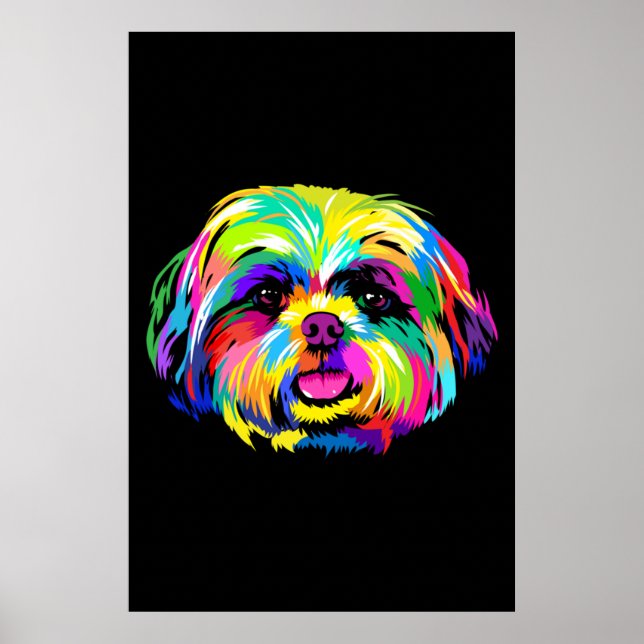 Poster Pop Art Shih Tzu Amoureux de les chiens (Devant)