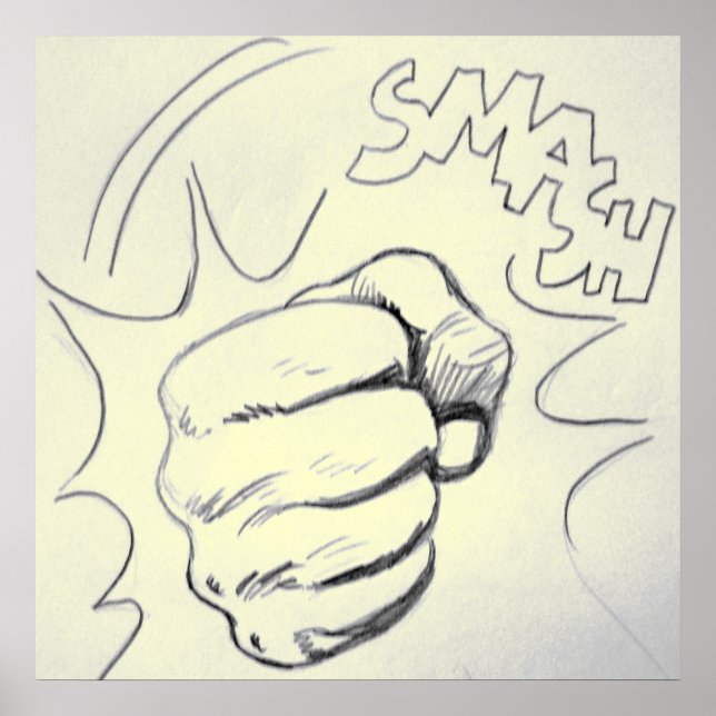 Poster Pop Art Smash Puncil Croquis (Devant)