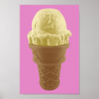 Poster Pop Art Vanilla Ice Crem Cone