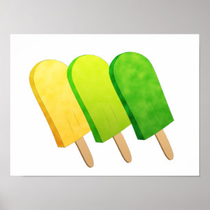 Poster Pop de glace jaune, vert citron et vert