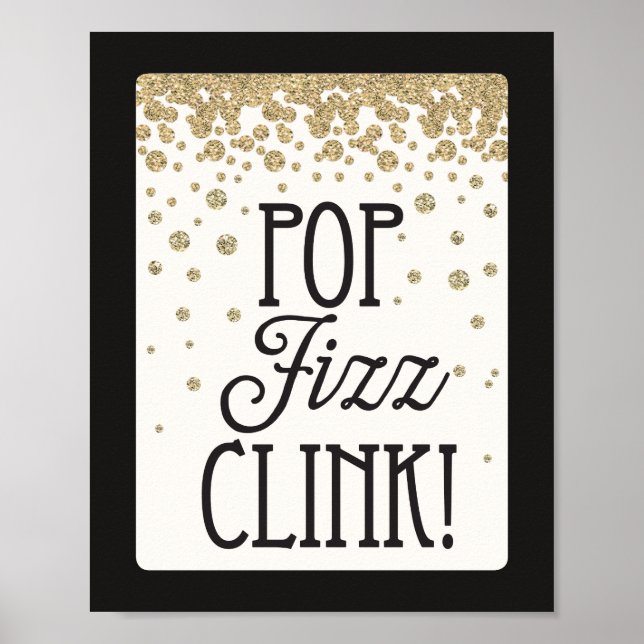 Poster Pop Fizz Clink Nouvel An Soirée Symbole de décorat (Devant)
