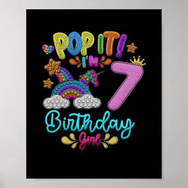 Poster Pop It I'm 7th Year Birthday Girl Party Theme (Devant)