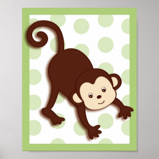 Poster Pop Mod Monkey Jungle Nursery Wall Art Imprimer 8X