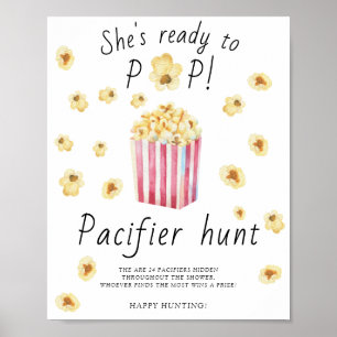 Poster Popcorn - chasse à la sucette jeu de baby shower