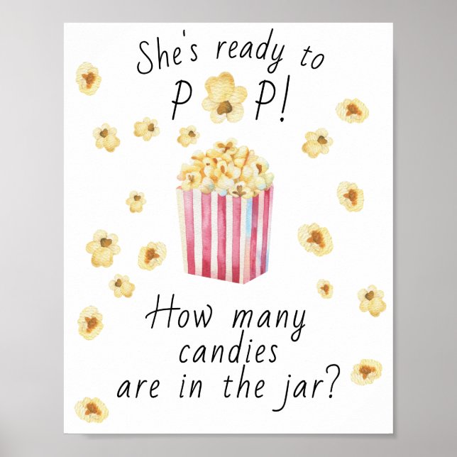 Poster Popcorn - devinez combien de bonbons dans le pot (Devant)
