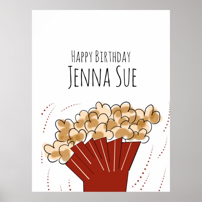 Poster Popcorn Movie Extérieur Fête Anniversaire (Devant)