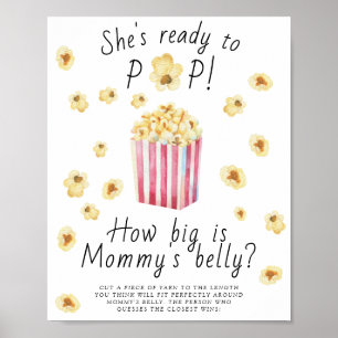 Poster Popcorn - quelle taille est le jeu du ventre de ma