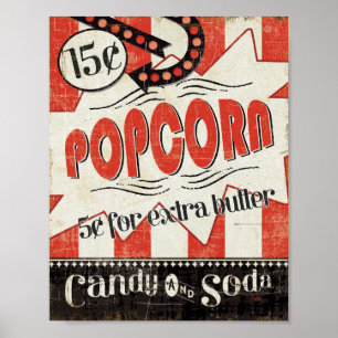 Poster Popcorn rétro