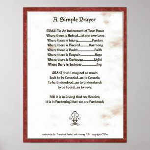 POSTER POPE=ST. FRANCIS=UNE PRIÈRE SIMPLE POUR LA PRIÈRE