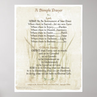 POSTER POPE=ST. PRIÈRE SIMPLE FRANCIS POUR LA PRIÈRE DE P