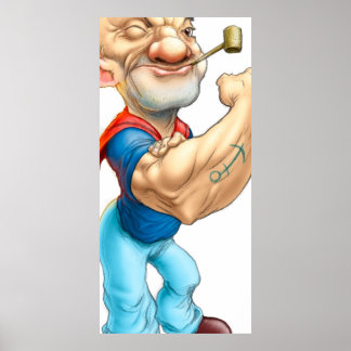 Poster Popeye the Sailor classique marine bleu