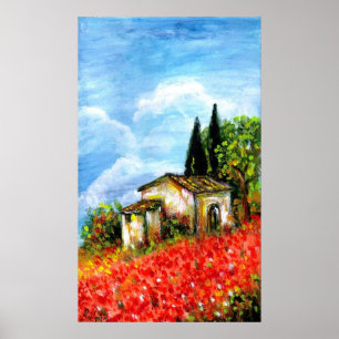 POSTER POPIES EN TOSCANE