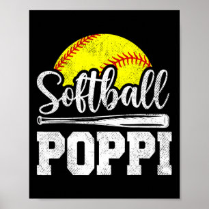 Poster Poppi Joueur de softball Jour Fête des pères cadea