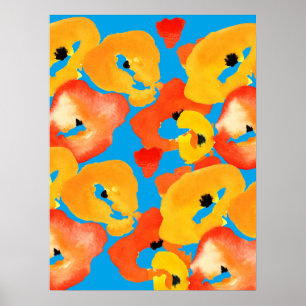 Poster Poppies grande fleur art rouge orange