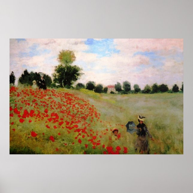 Poster Poppies rouges par Monet - Poppy Field Parasol Fem (Devant)