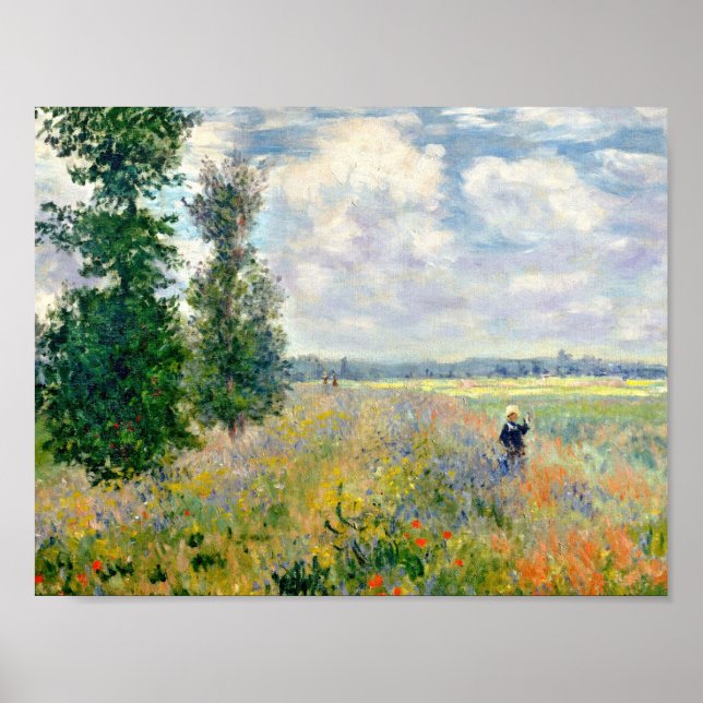 Poster Poppy Fields near Argenteuil by Claude Monet (Devant)