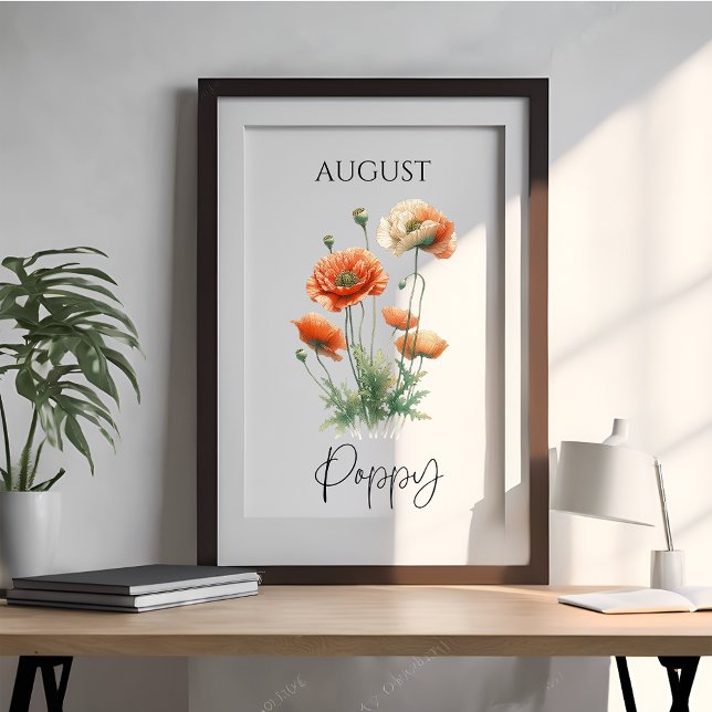 Poster Poppy Fleur du Mois d'Août (Créateur téléchargé)