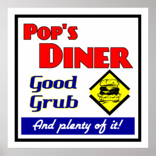 Poster Pop's Diner Retro Restaurant Imprimer