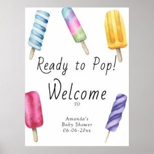 Poster Popsicle Welcome baby shower de la carte en mousse